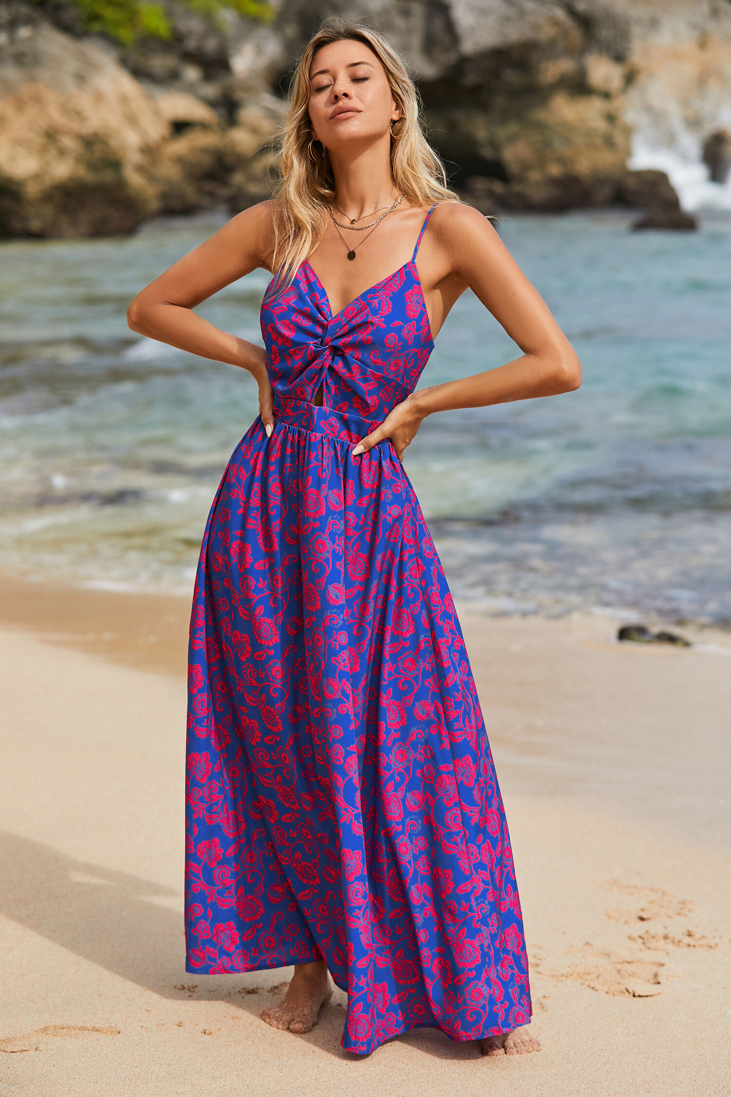 Floral Print V-Neck Maxi Dress-thumbsimg1