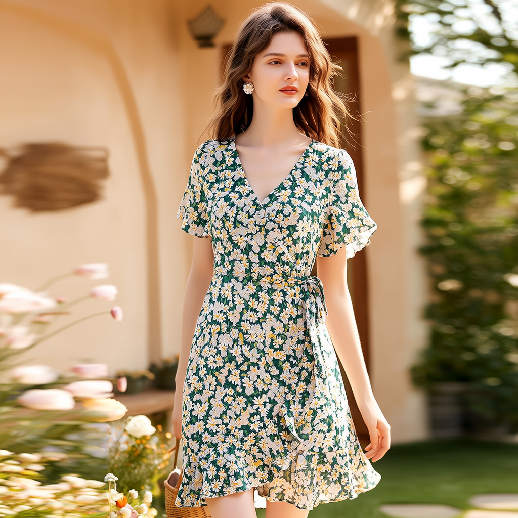 Floral Print V-Neck Maxi Dress-img3