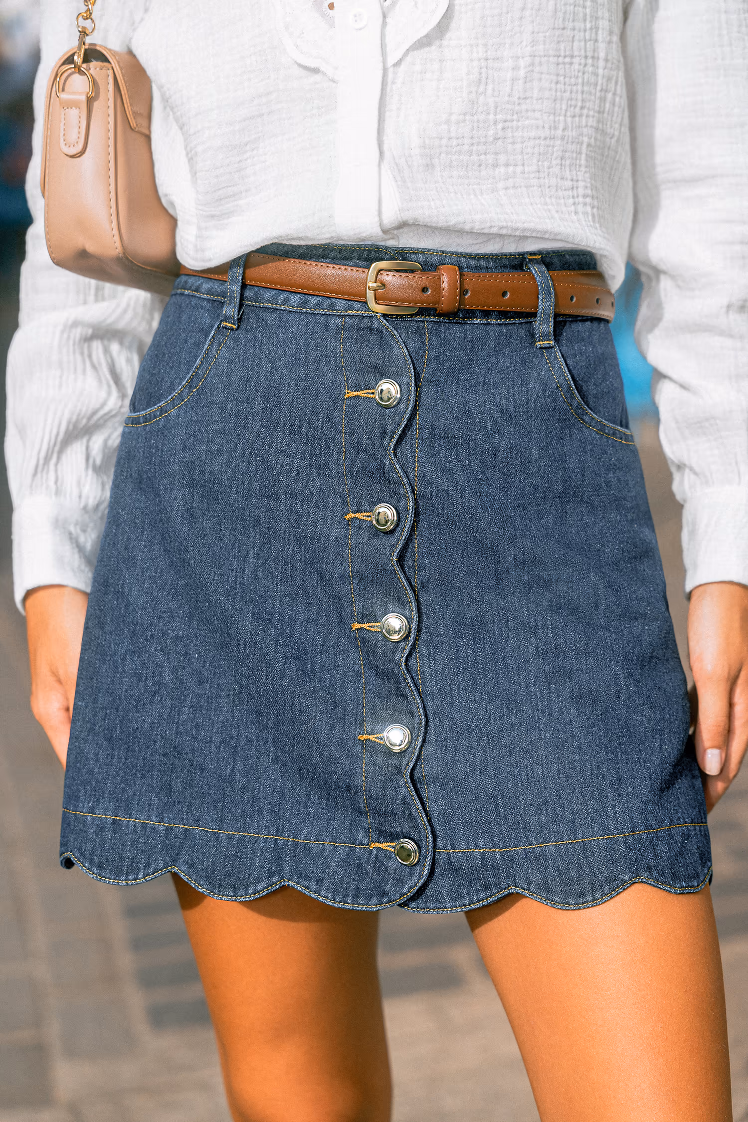 Round & Round Light Blue Mini Skirt-img1